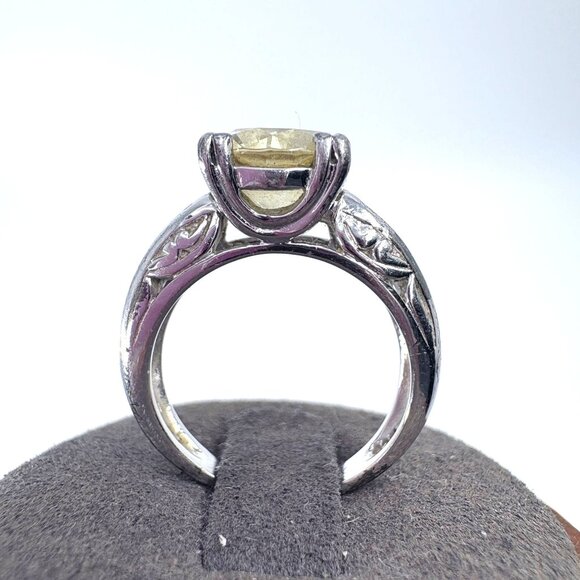 VTG Solid Sterling Silver 925 Yellow Cubic Zirconia Prong Set Ring Size 5.75 - Picture 4 of 9